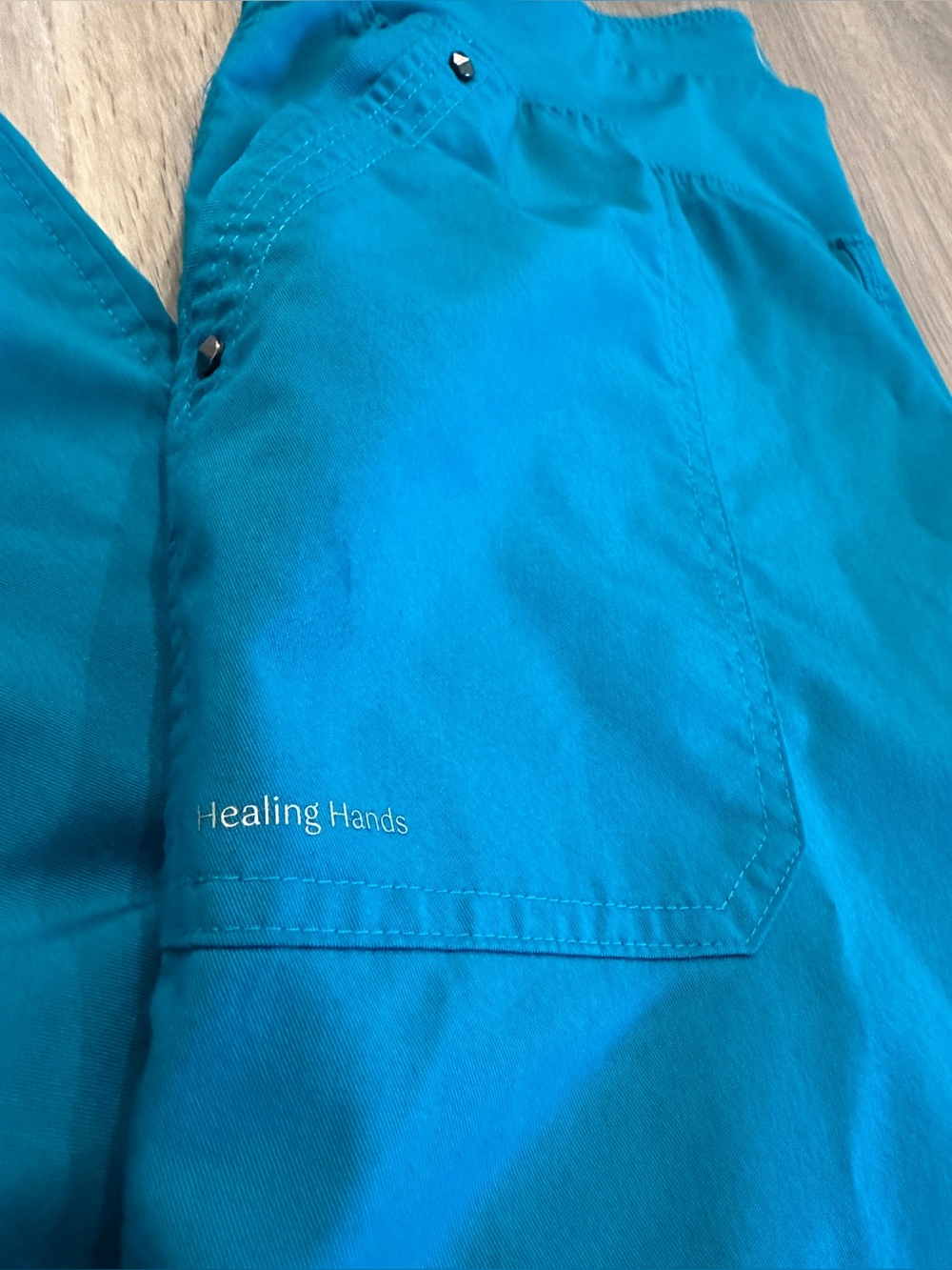 Healing Hands purple label Teal Blue cargo scrubs size M - Picture 2 of 9
